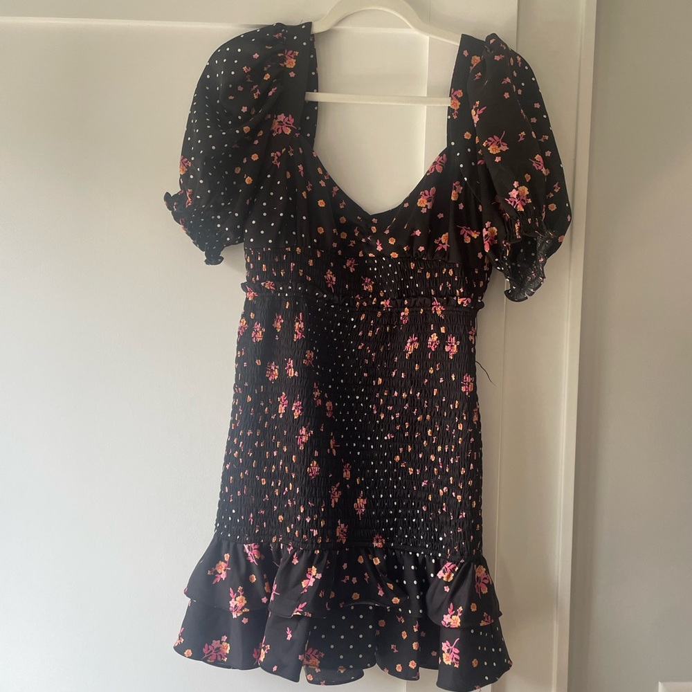 For Love and Lemons Black and Multicolor Floral Dress